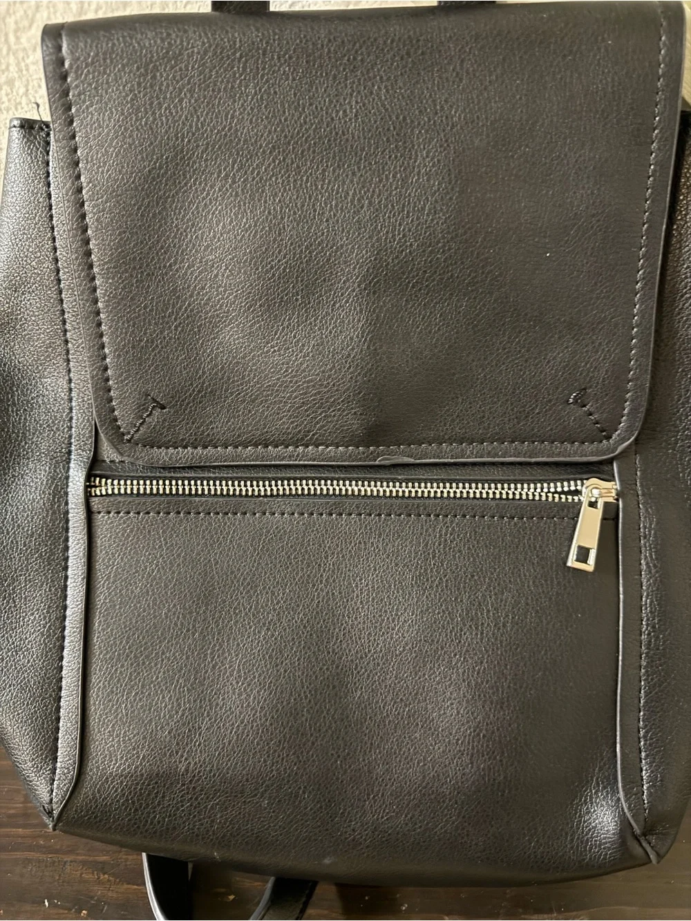 Zara Black Faux Leather Backpack